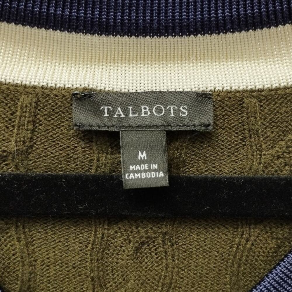 Talbots Womens Tennis Prep Varsity Cable Knit Sweater Medium Preppy Ivy League - Picture 4 of 5